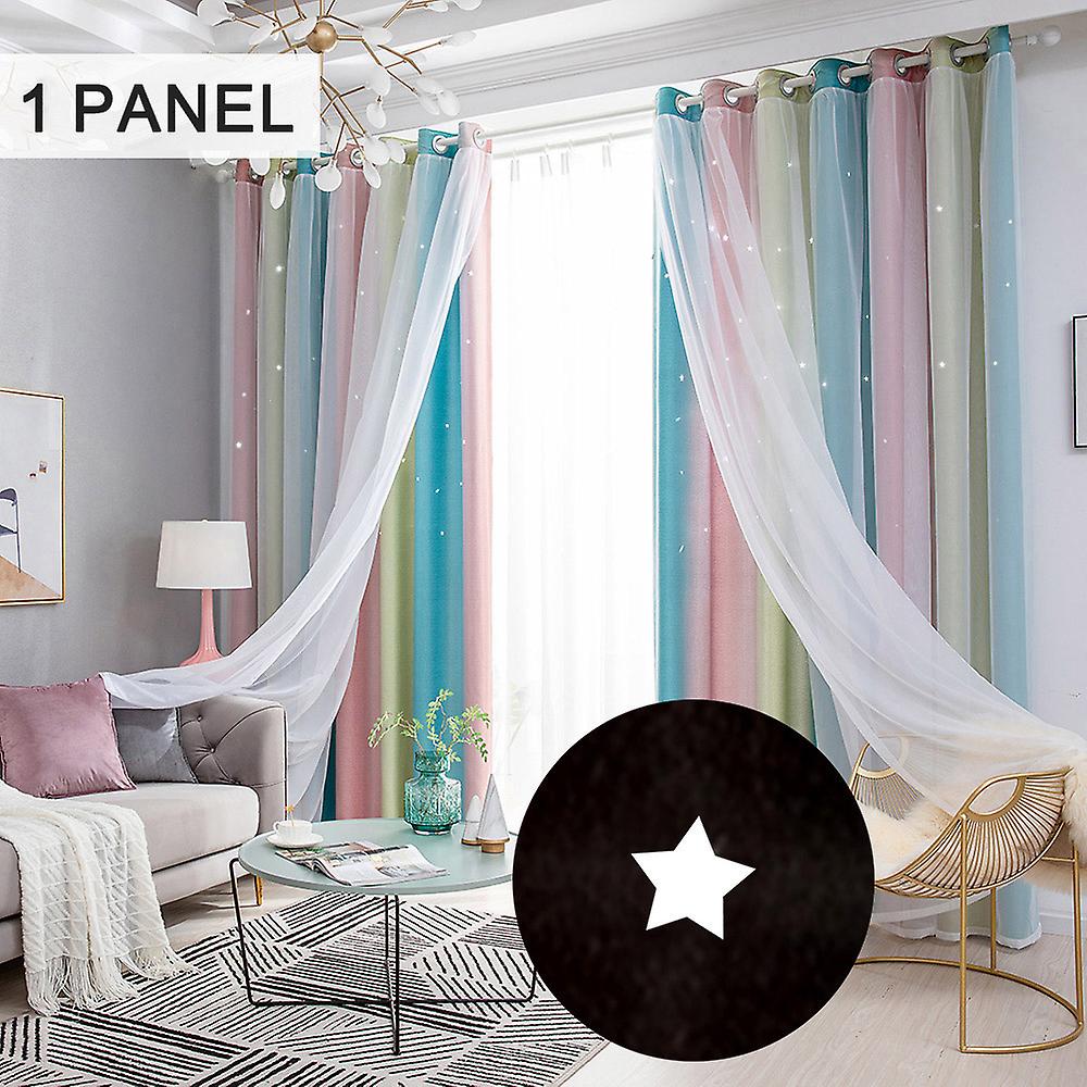 Star Curtains Stars Blackout Curtains For Kids Girls Bedroom Living Room Colorful Double Layer Star Window Curtains， 1 Panels (53''w X 63''lgrey) Purp