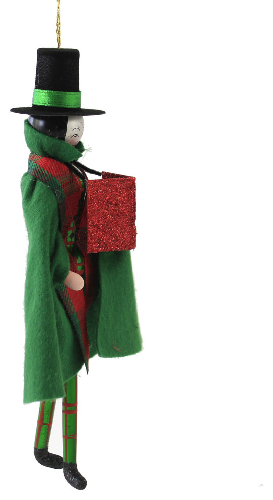 De Carlini Caroling Man Box Ornament Italian Singing Song Om4443   Christmas Ornaments   by Story Book Kids Inc  Houzz