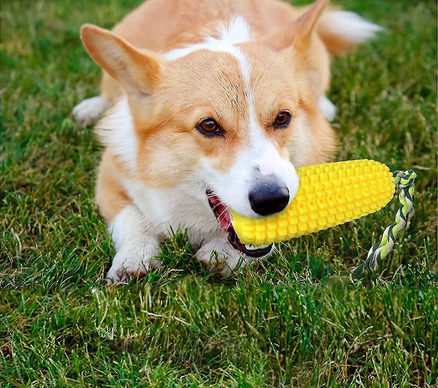 Puppy Toys， Dog Chew Toys For Aggressive Chewers Medium Large Breed， Indestructible Tough Squeaky Corn Toys For Teething Boredom(yellow)