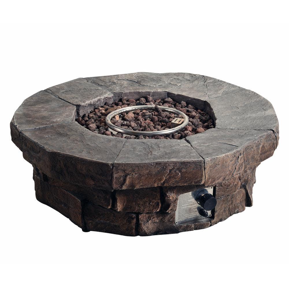 Teamson Home 3701 in x 3701 in Round Stone Look Outdoor Propane Gas Fire Pit