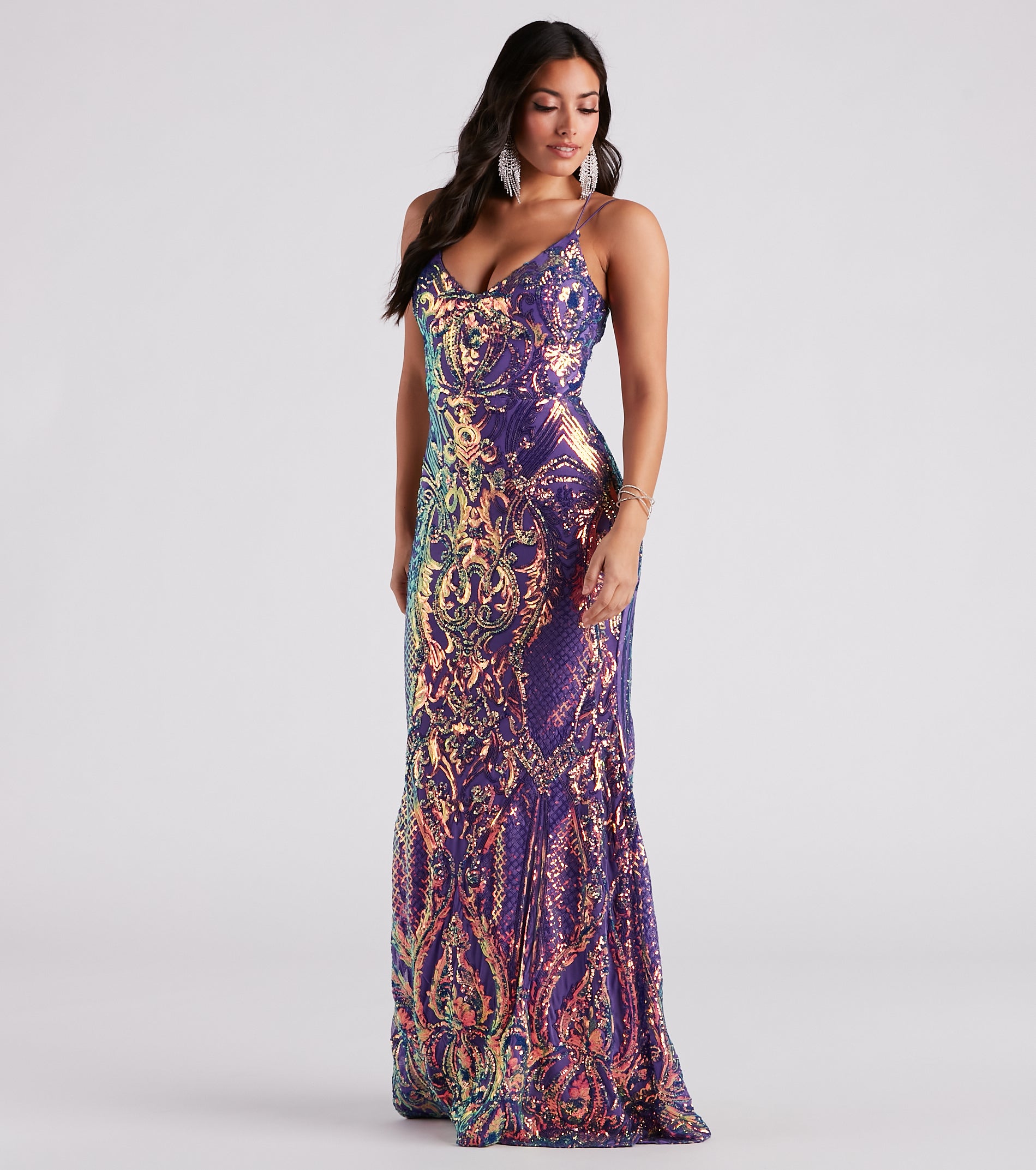 Tabetha Formal Sequin Strappy Mermaid Dress