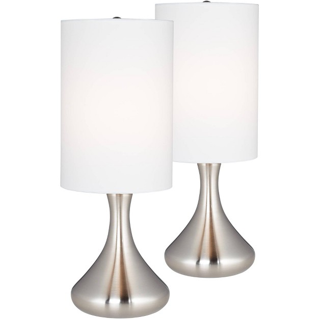 High Set Of 2 Brushed Nickel Metal Droplet White Cylinder Shade For Bedroom House Home