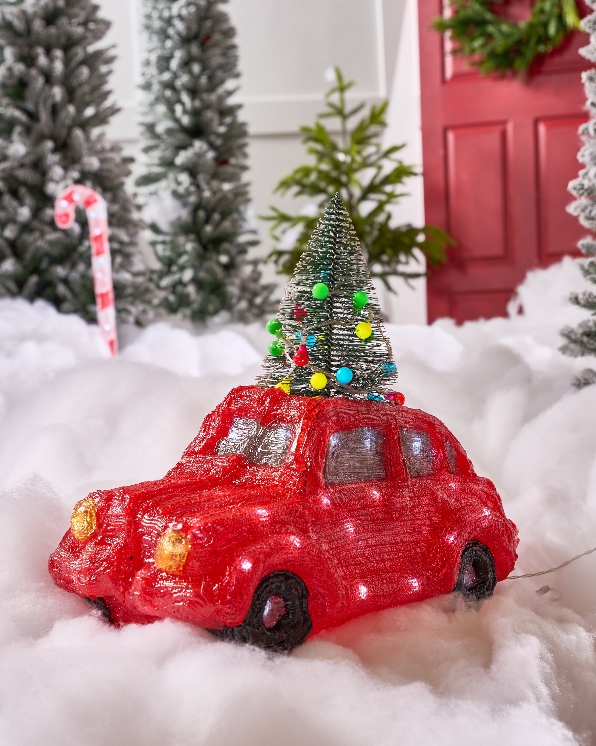 15 Acrylic Red Car With Christmas Tree 80LED