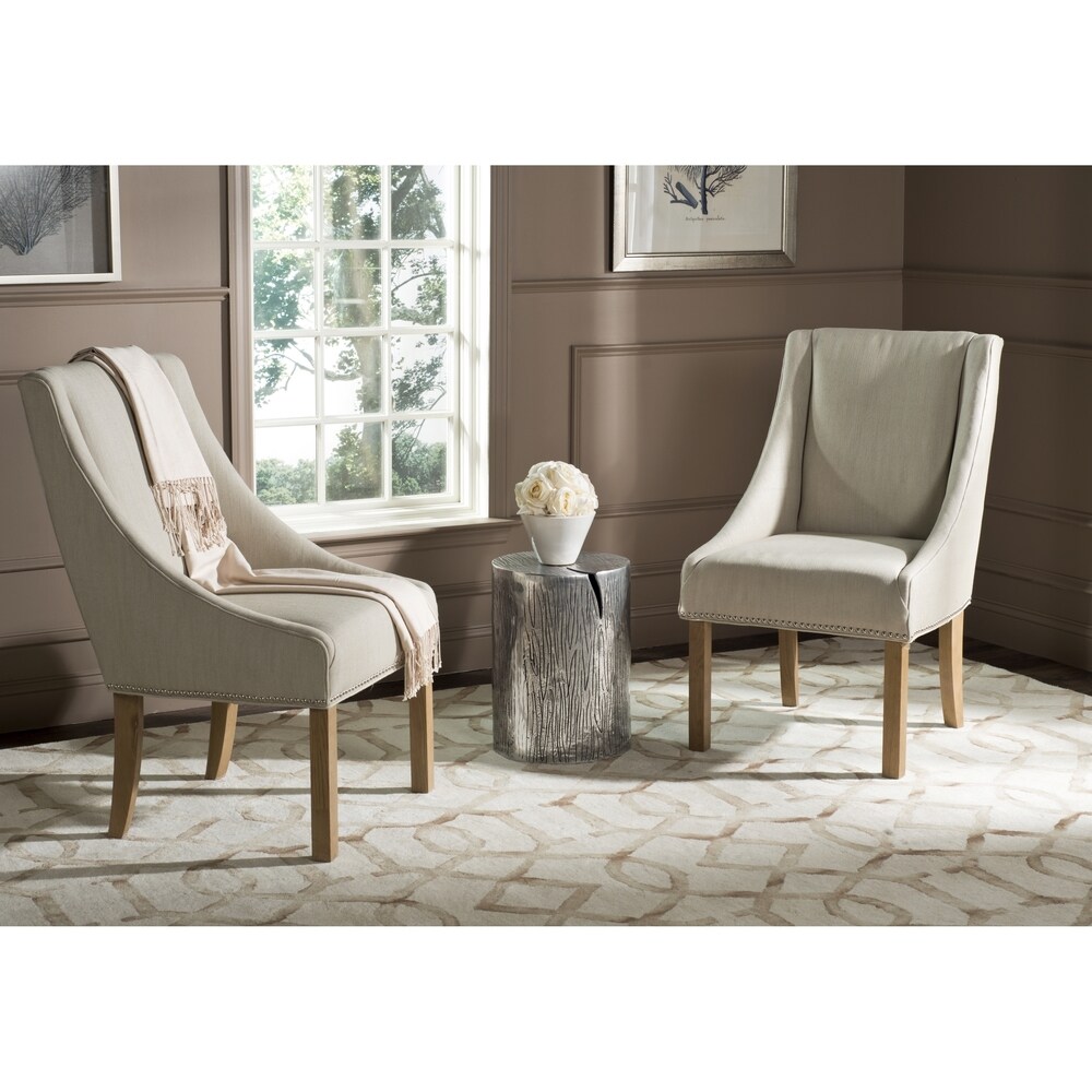 SAFAVIEH Dining Morris Beige Sloping Arm Dining Chairs (Set of 2)   23.2\