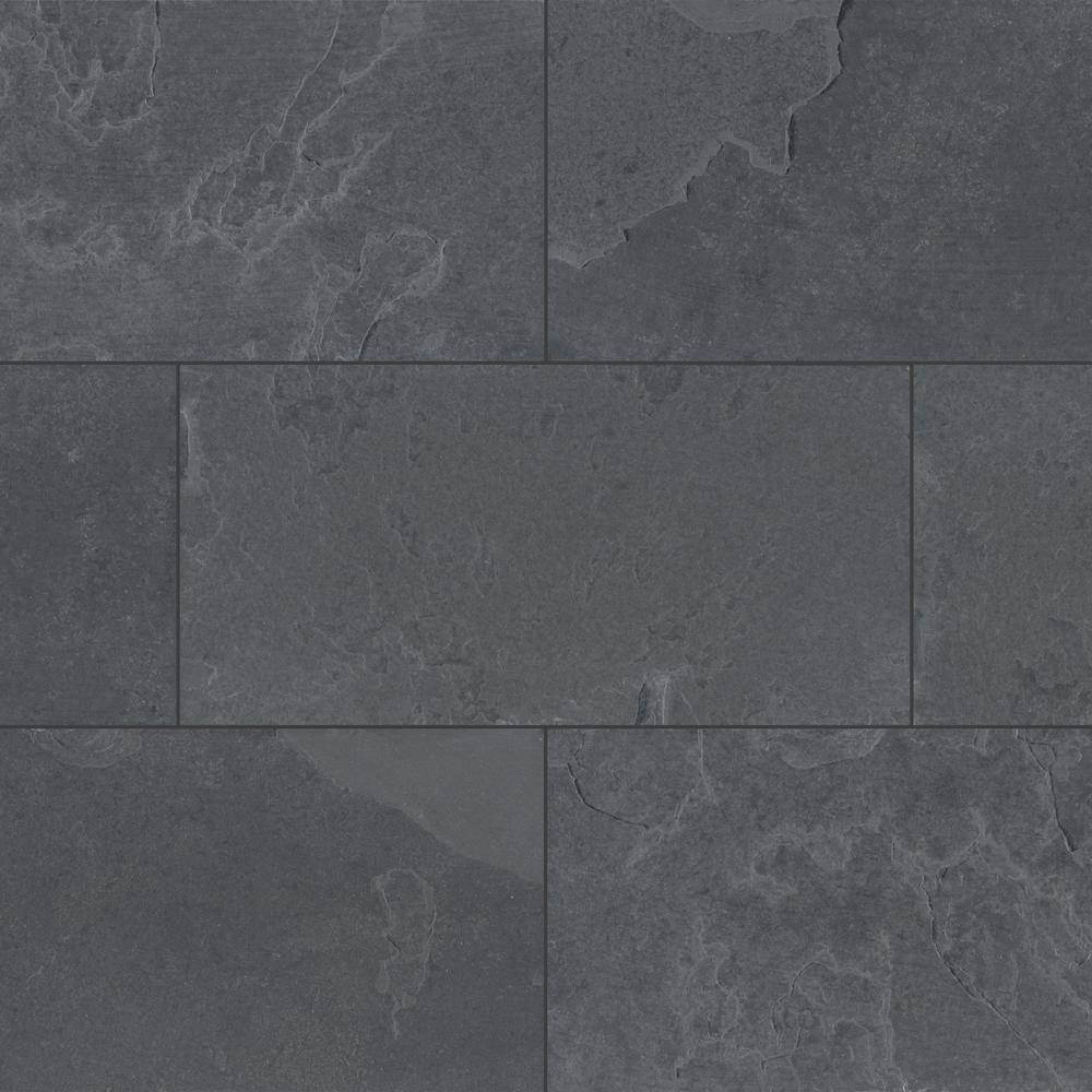 MSI Montauk Black 12 in. x 24 in. Textured Slate Stone Look Floor and Wall Tile (10 sq. ft.Case) SMONBLK1224PP