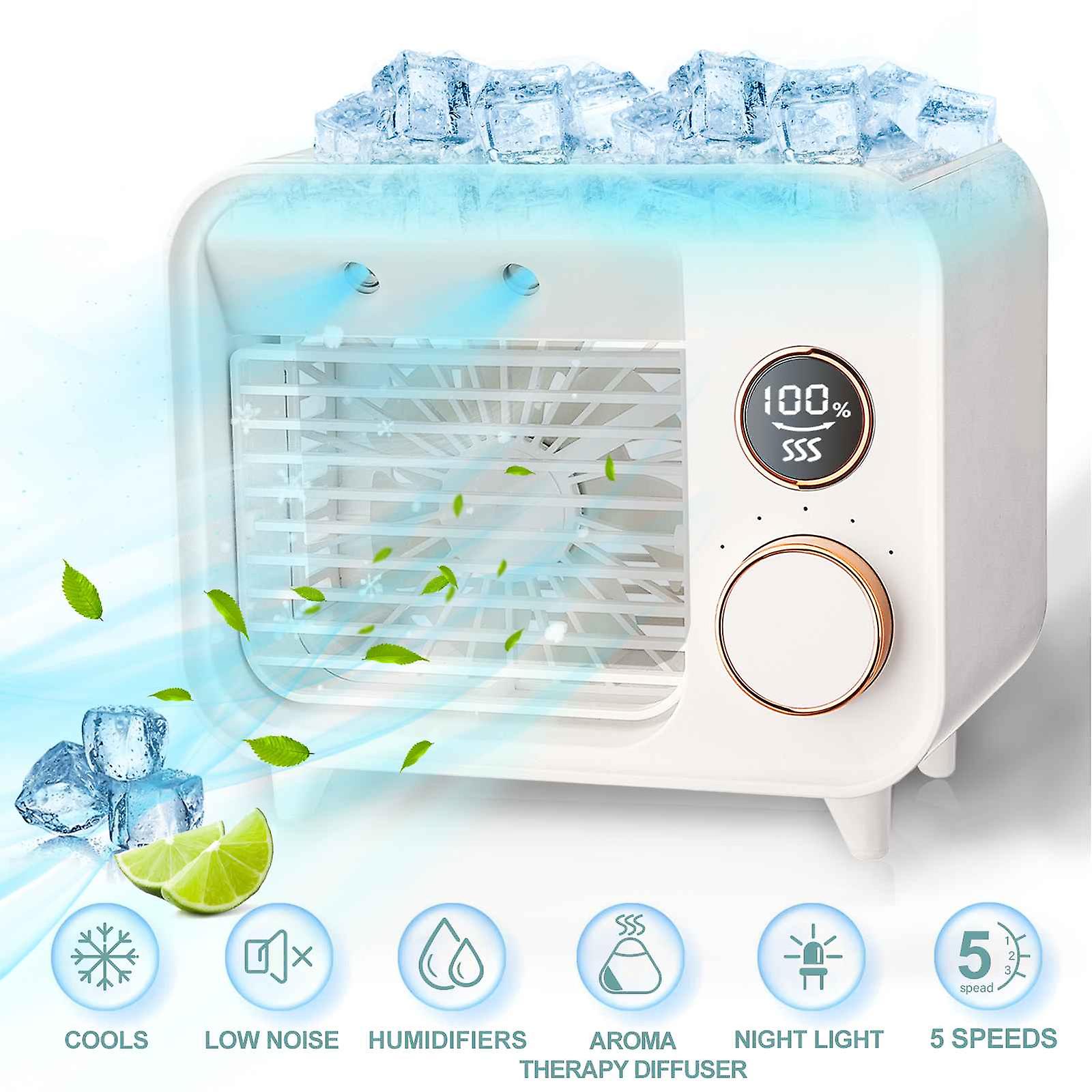 Portable Mini Air Cooler Water Spray Cooling Fan Humidifier Led Light