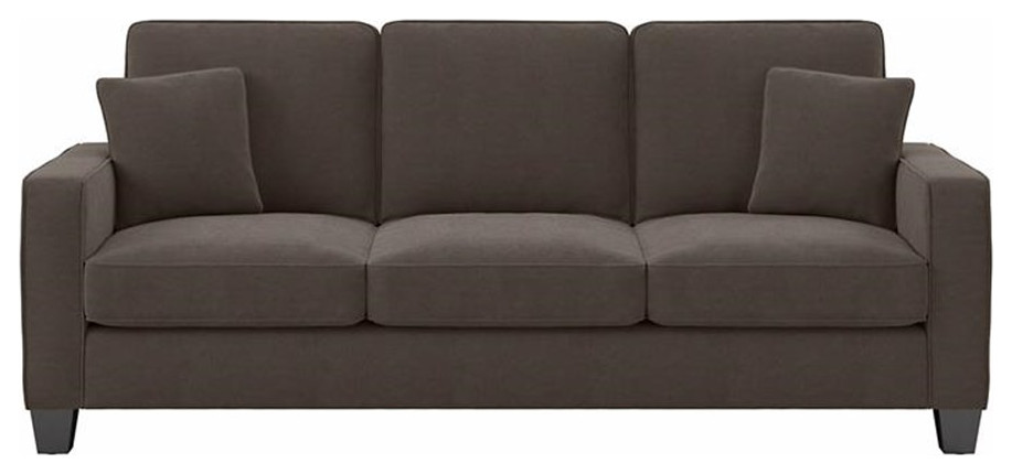 Stockton 85W Sofa in Chocolate Brown Microsuede   Sofas   by Homesquare  Houzz