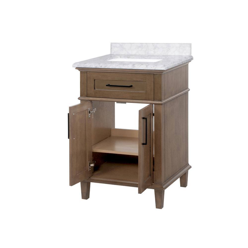 Home Decorators Collection Sonoma 24 in. W x 20 in. D x 34 in. H Bath Vanity in Almond Latte with White Carrara Marble Top Sonoma 24AL