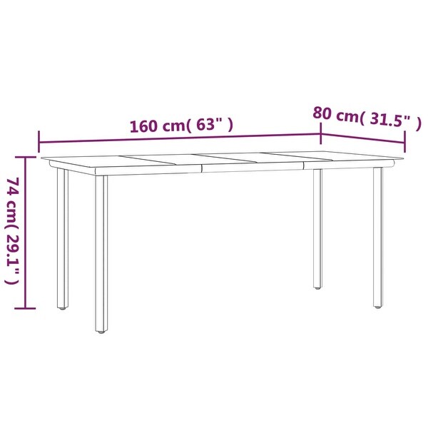 vidaXL Patio Dining Set Table and Chair with Cushions Poly Rattan and Steel