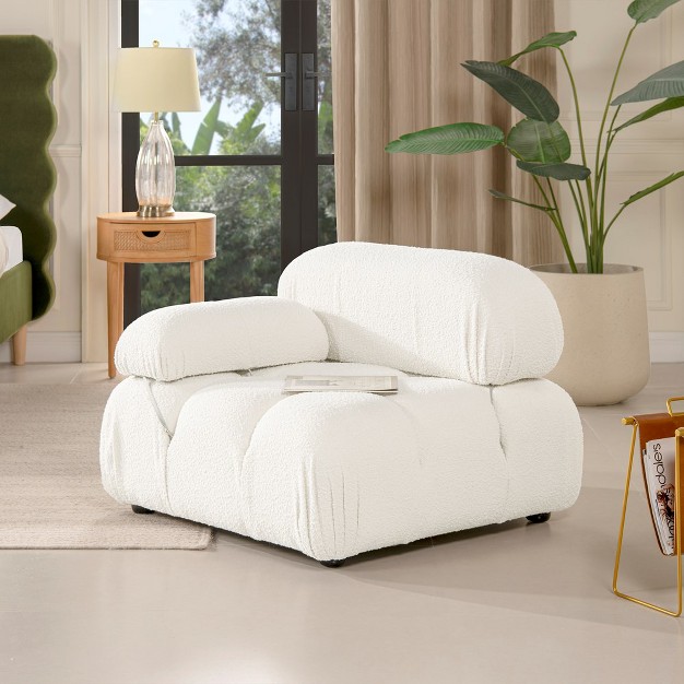 Bubble Modular Modern Lounge Arm Chair Ivory White Boucle