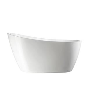 Vanity Art Limoges 55 in. Acrylic Flatbottom Bathtub in WhitePolished Chrome VA6531