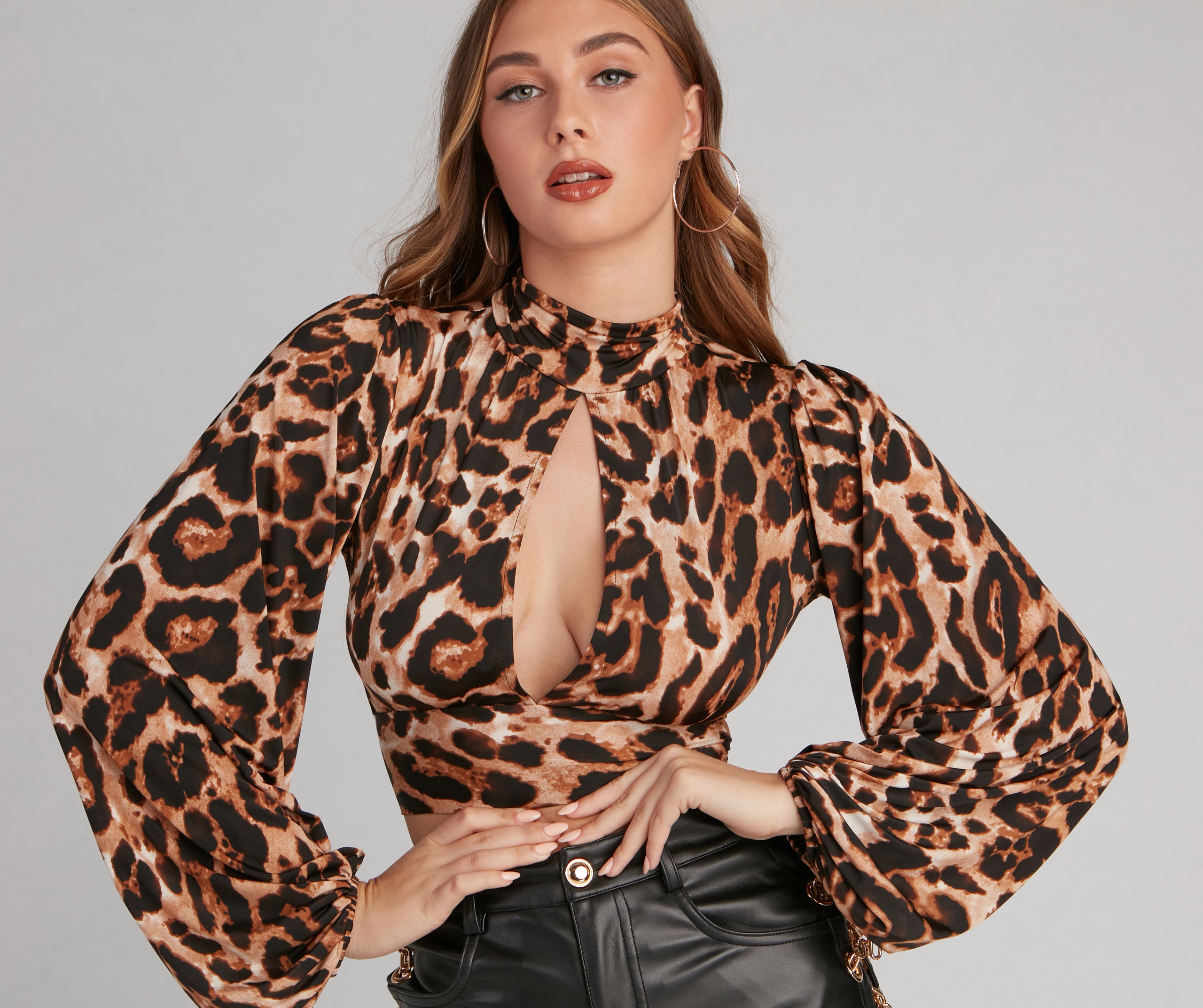 On The Prowl Leopard Keyhole Top