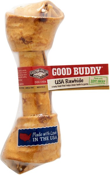 Castor and Pollux Good Buddy USA Rawhide Dog Bone Treat， Medium