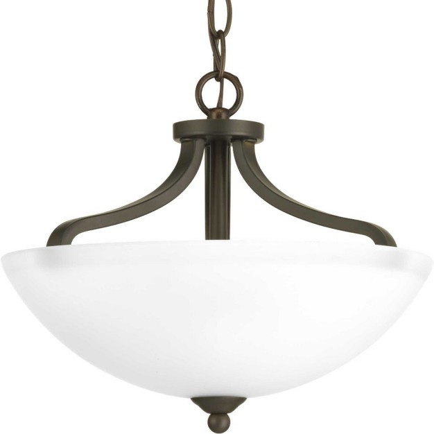 Progress Lighting Laird 2 light Semi flush Mount Ceiling Light Antique Bronze Glass Shade