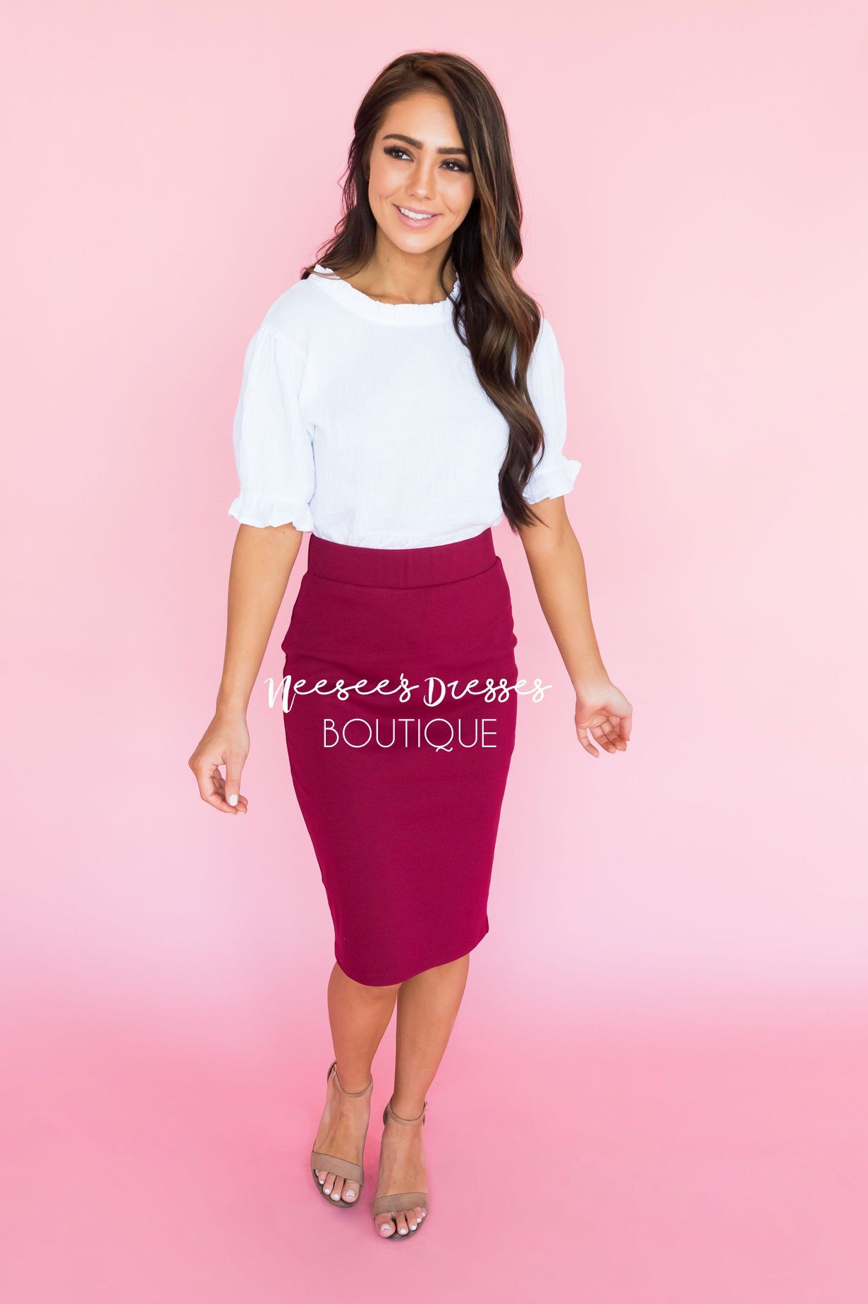 Perfect Fit Cranberry Pencil Skirt