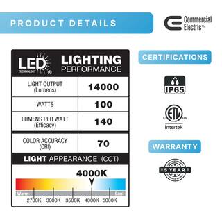 Commercial Electric 400W Equivalent Integrated LED Bronze Outdoor High Output Flood Light 12000 Lumens 4000K Dusk-to-Dawn PWRFX110-PC-4K-BZ