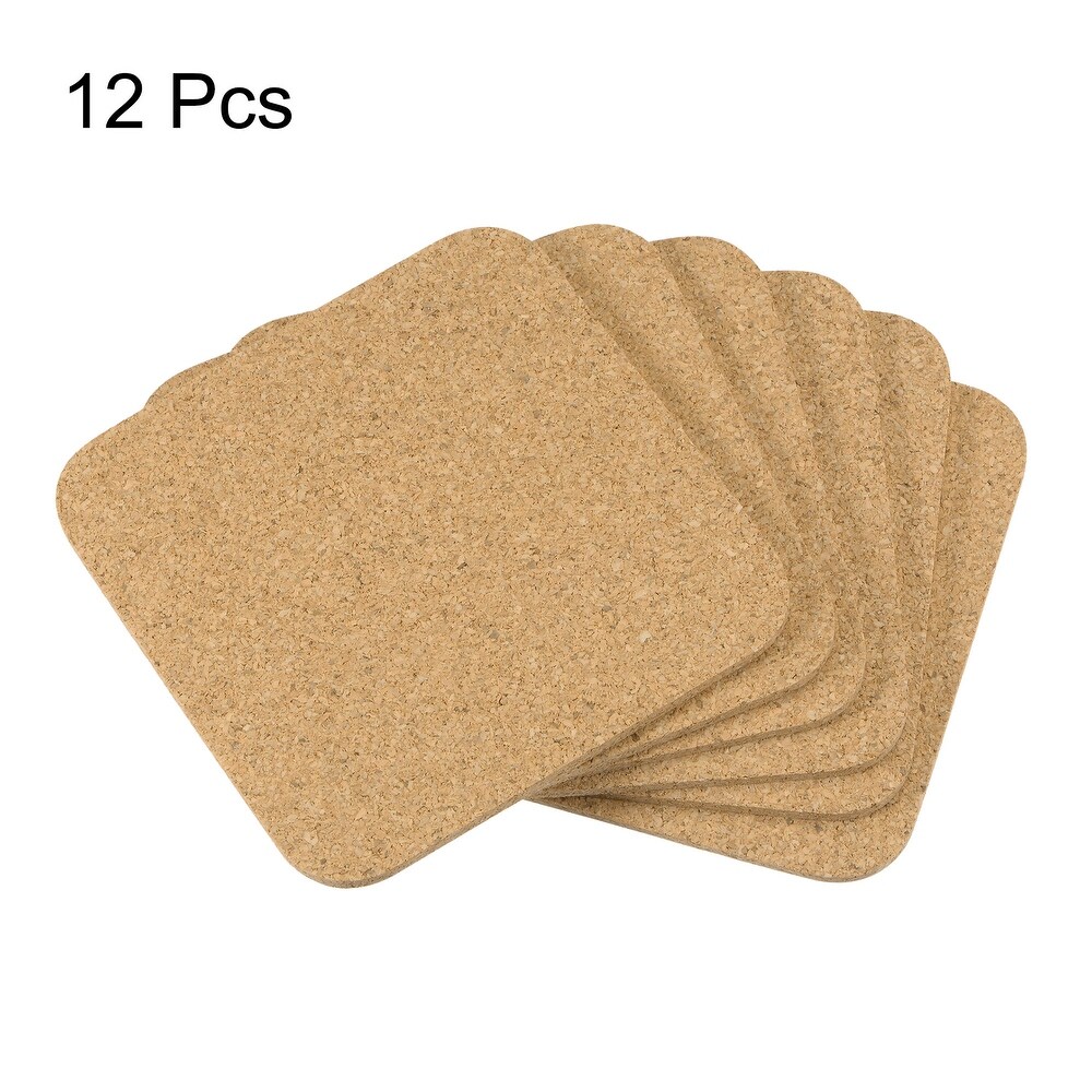 Cork Coasters Square Wooden Trivet Drinks Mats for Home Bar 12Pcs