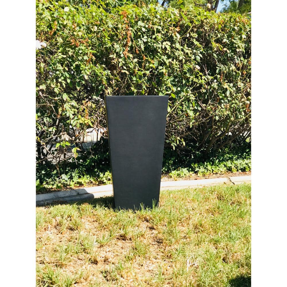 KANTE 28 in. Tall Burnished Black Lightweight Concrete Modern Tapered Tall Square Outdoor Planter RF0229A-S-70221