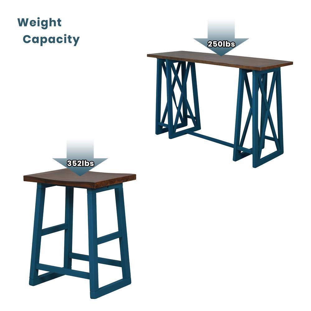 maocao hoom 5-Piece Blue Wood Dining Set with 4-Stools SFWF233AAM