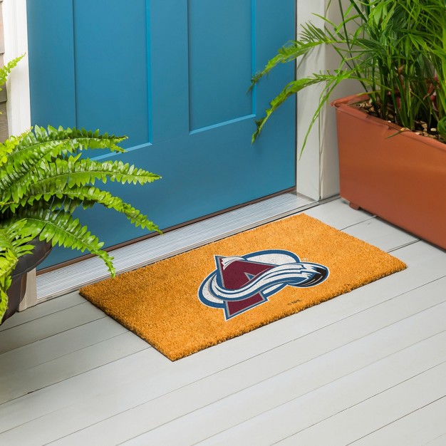 Evergreennhlcolorado Avalanche Logo Natural Coir 28 X 16 Inches Indoor Outdoor Doormat