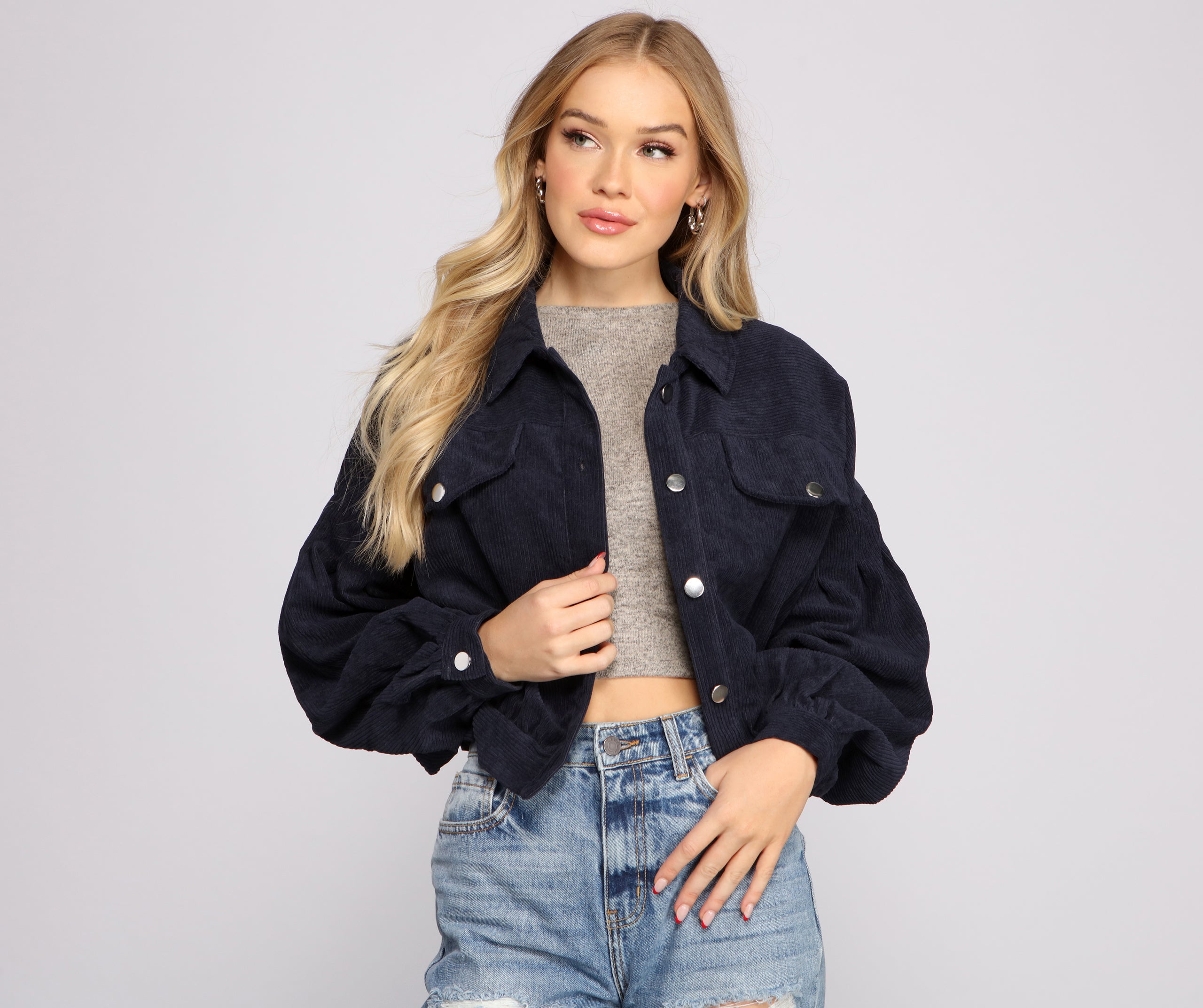 Casually Cute Button-Front Corduroy Jacket