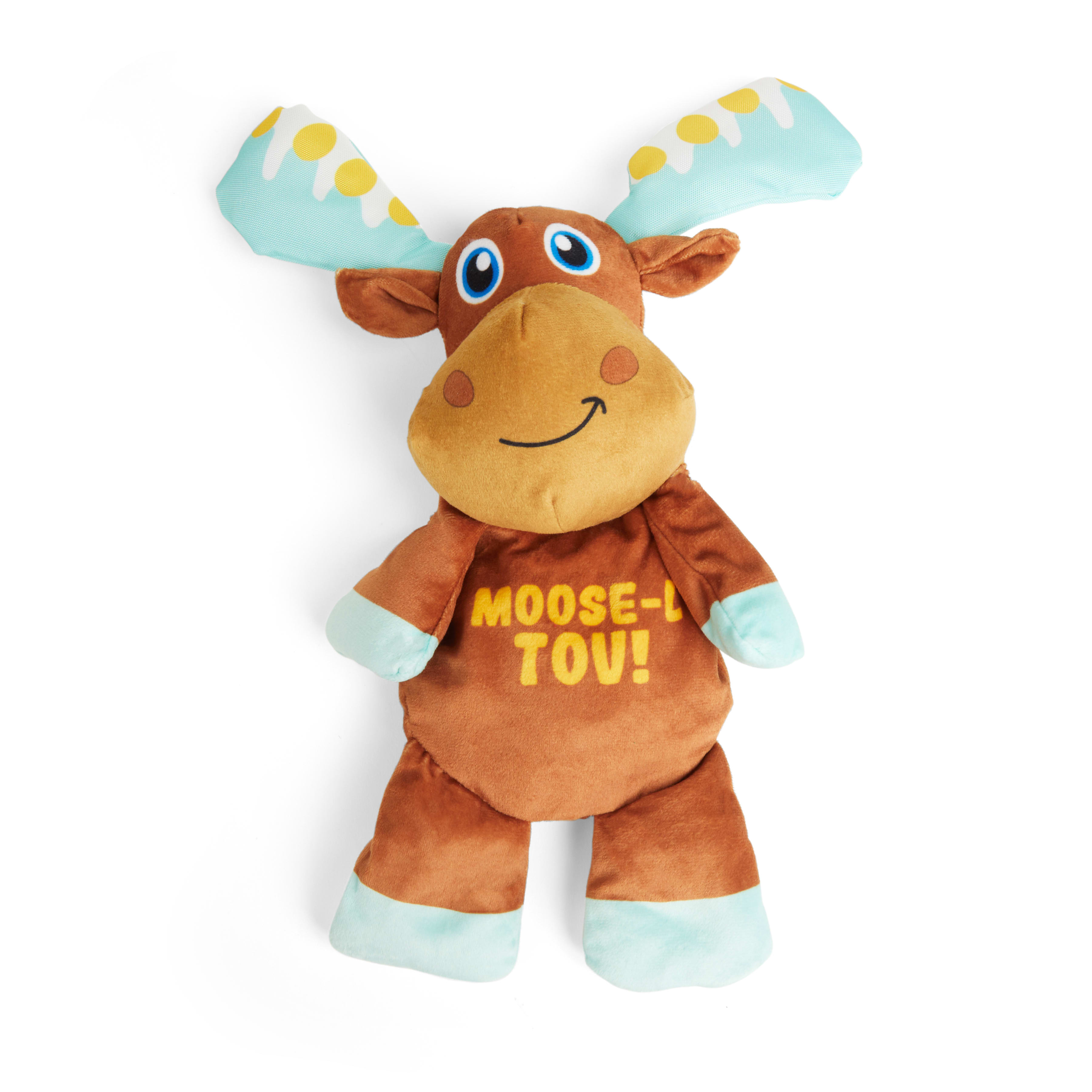 More and Merrier Plush Hanukkah Flat Moose Dog Toy， Large