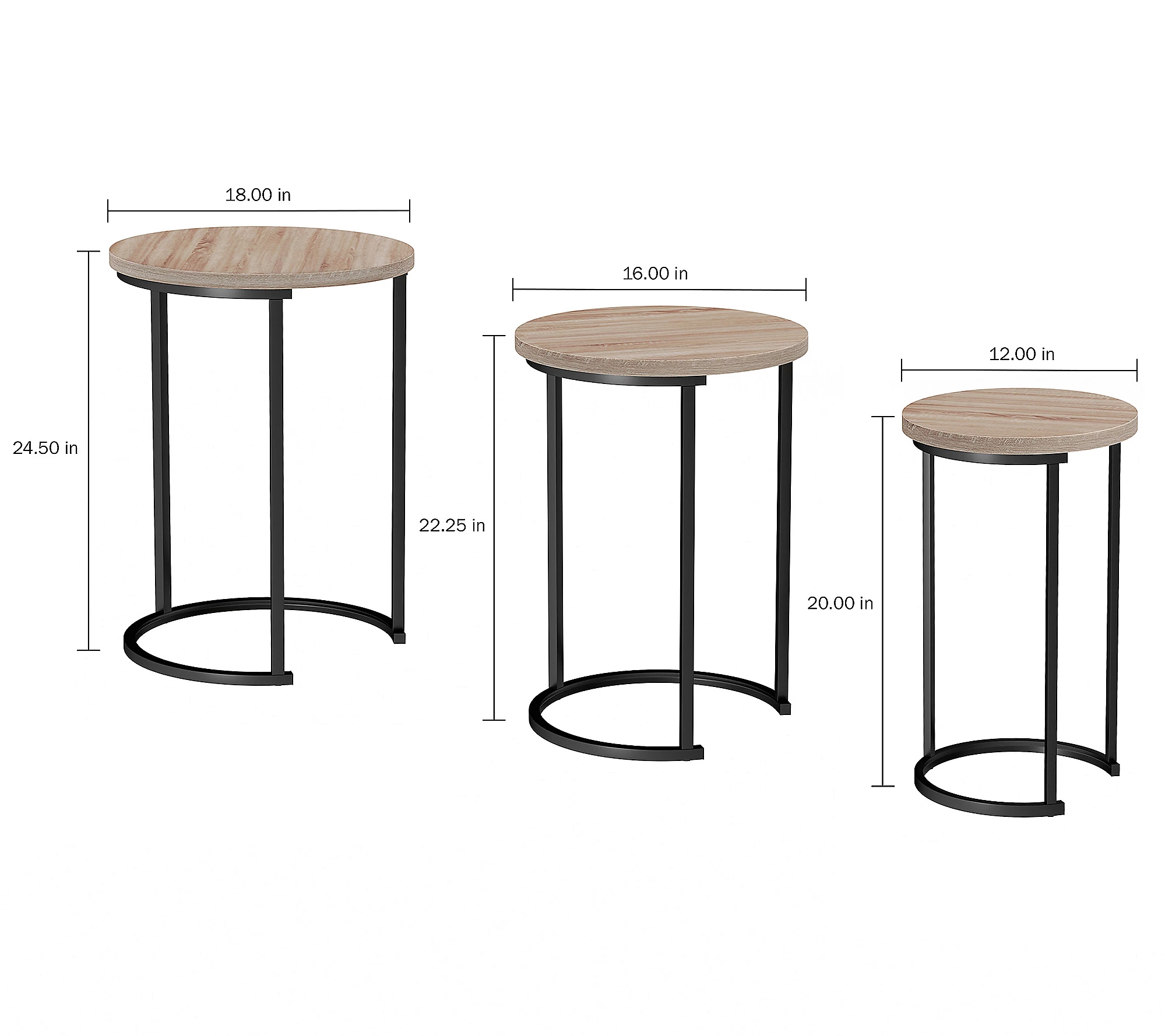 Lavish Home Round Nesting Tables Modern Style-Set of 3