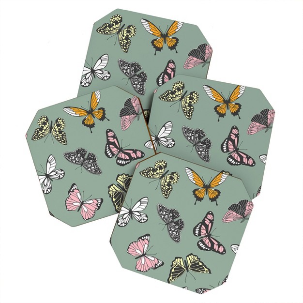 Emanuela Carratoni Wild Butterflies Coaster Set Deny Designs