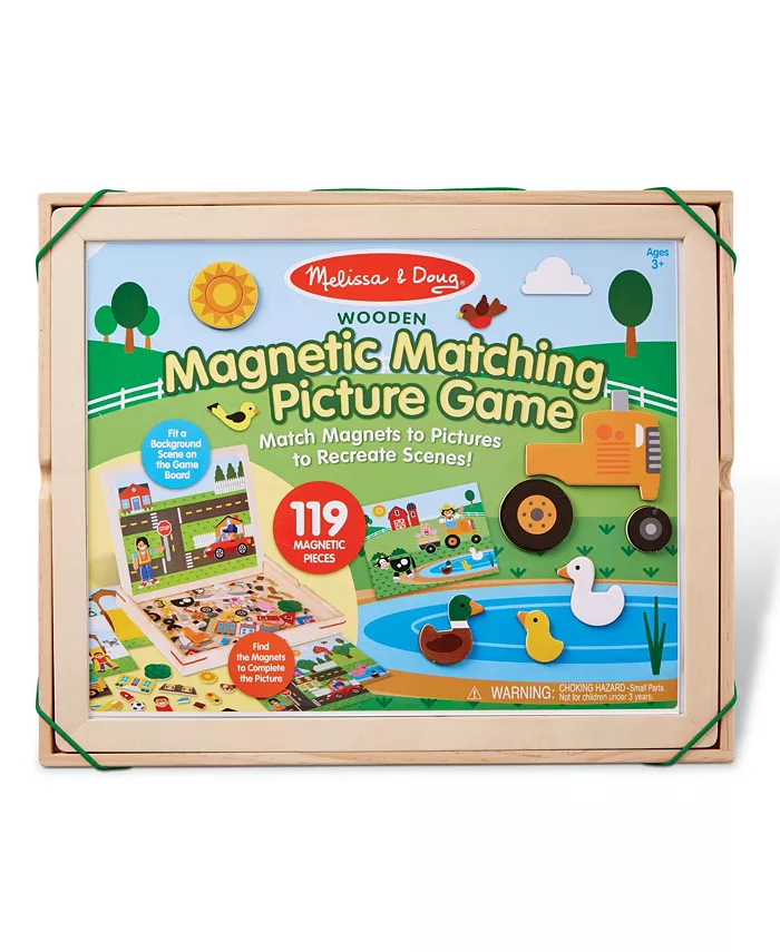 Melissa and Doug Melissa and Doug Wooden Magnetic Matching Picture Game With 119 Magnets and Scene Cards