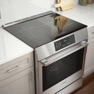 Bosch 800 Series 30 in. 4.6 cu. ft. Slide-In Induction Range with Self-Cleaning Convection Oven in Stainless Steel HII8057U