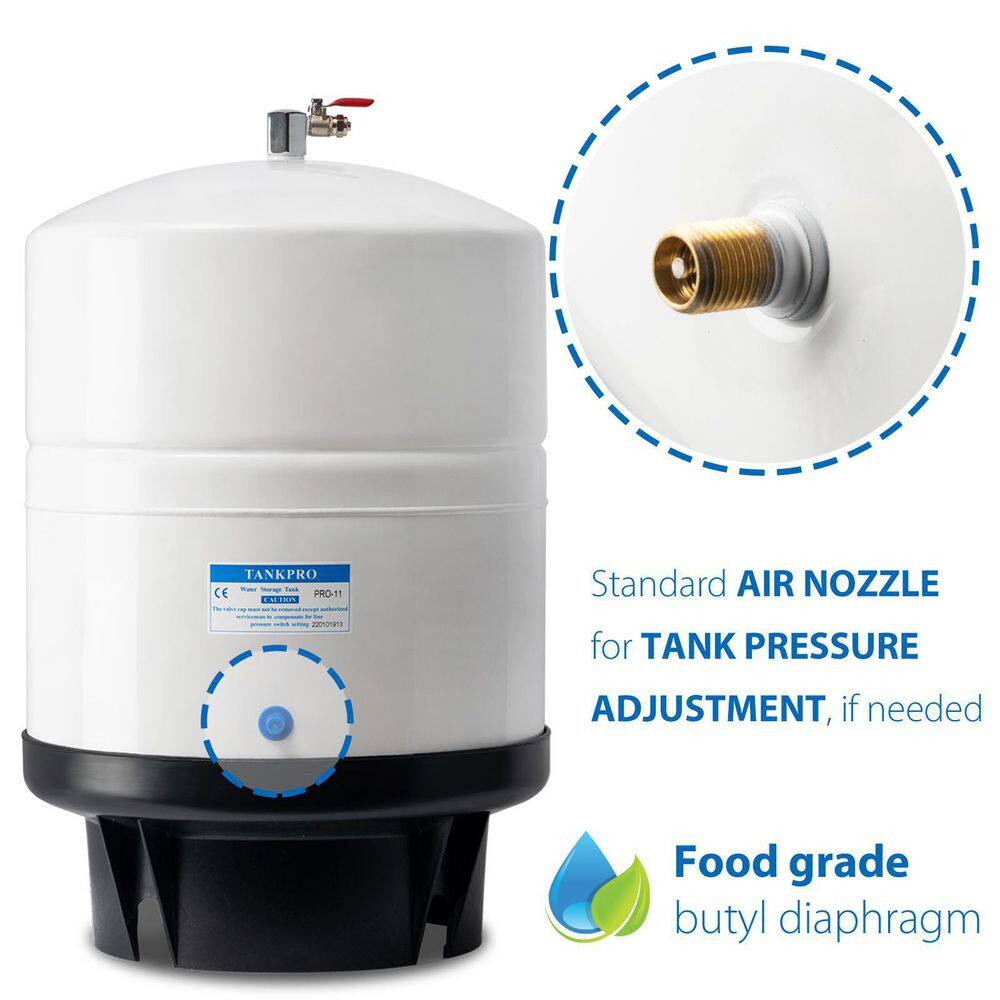 ISPRING 11 Gal. Metal Reverse Osmosis Water Storage Tank - Tank Valve and Adapter Included T11M