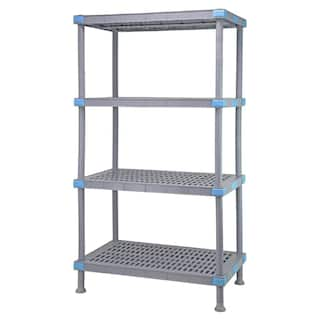 QUANTUM STORAGE SYSTEMS Millenia Gray 4-Tier Rust Proof Vented Polymer Shelving Unit (24 in. W x 86 in. H x 72 in. D) QP247286VS-4