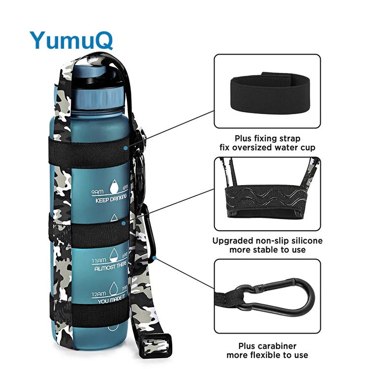 YumuQ 12   64 oz Polyester Gym Universal Water Bottle Sleeve Holder With Carabiner For Walking Hiking Camping