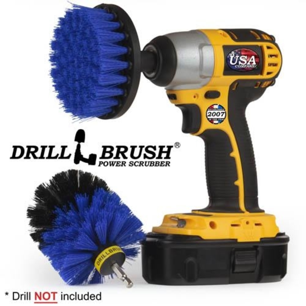 Drill Brush Pool and Marine Cleaning Kit Medium Stiff Nylon Bristles， 2pc