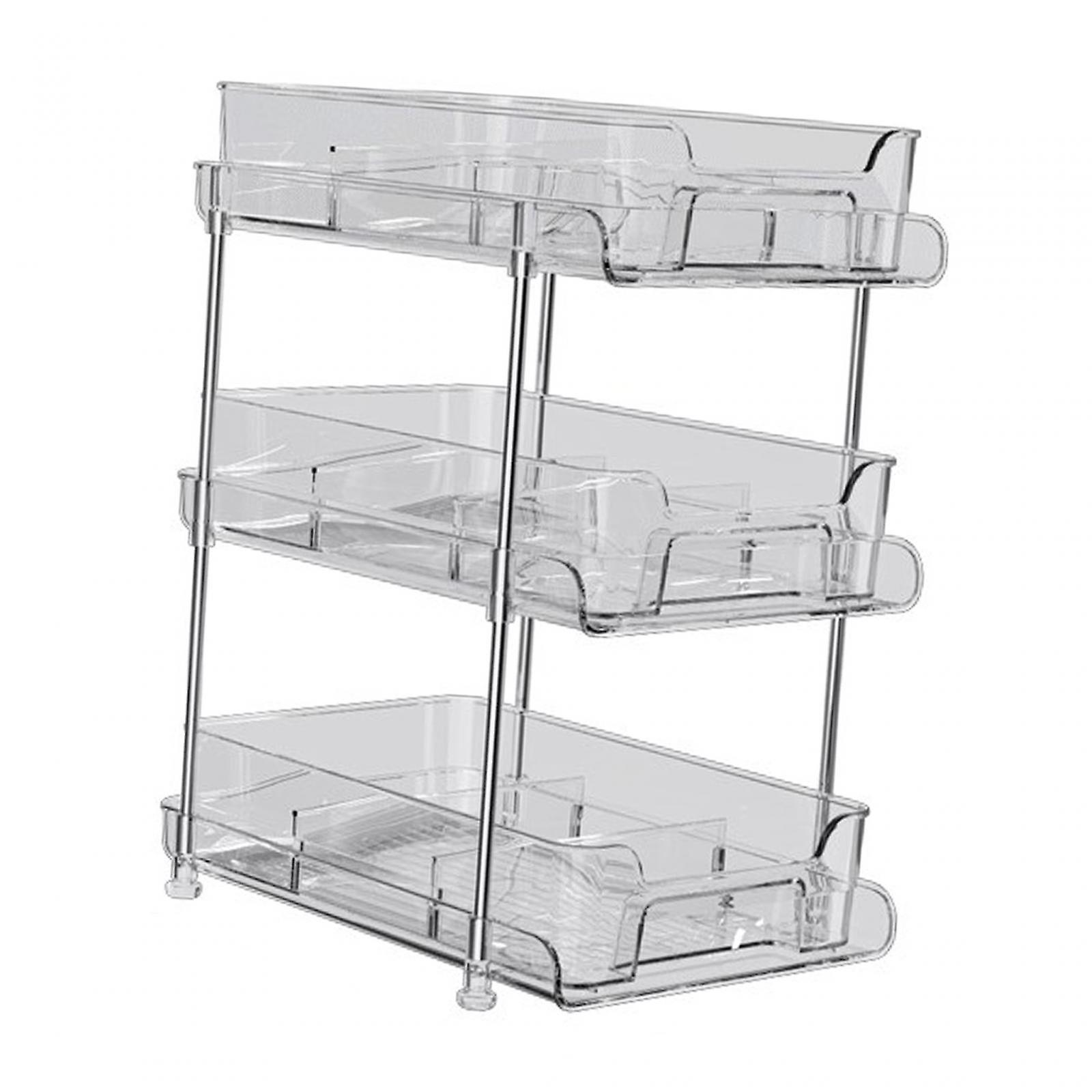 Shower Caddy Shelf Pull Out Cabinet Organizer Perfumes Bathroom Storage Rack 3 Tier 29x21.2x37cm