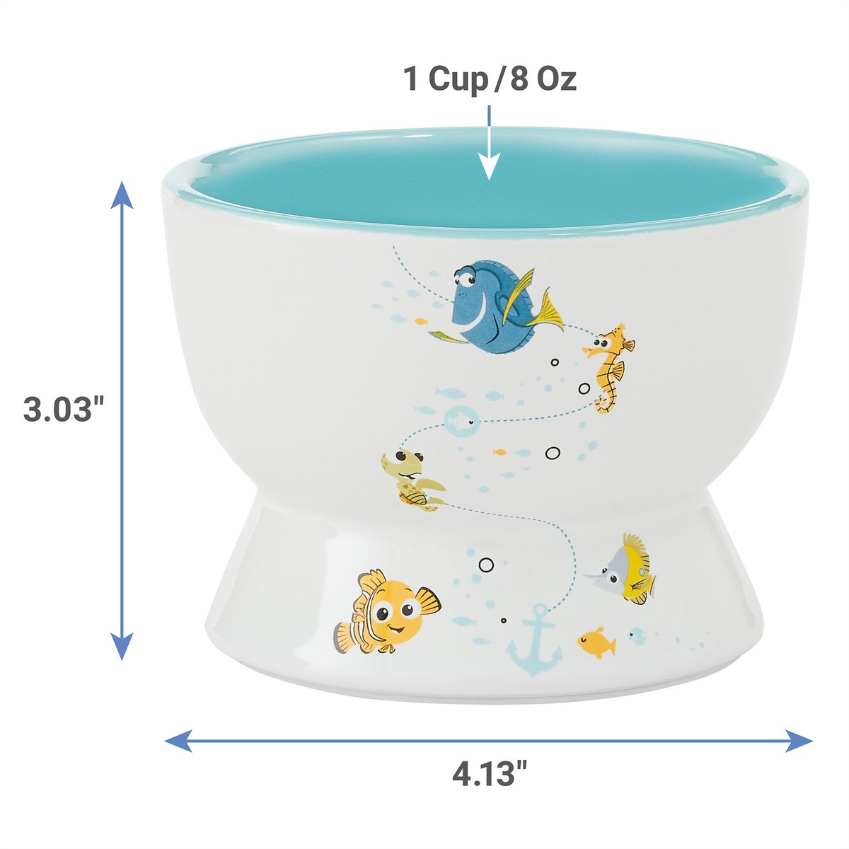 Pixar Finding Nemo Short Shape Non-Skid Elevated Ceramic Cat Bowl