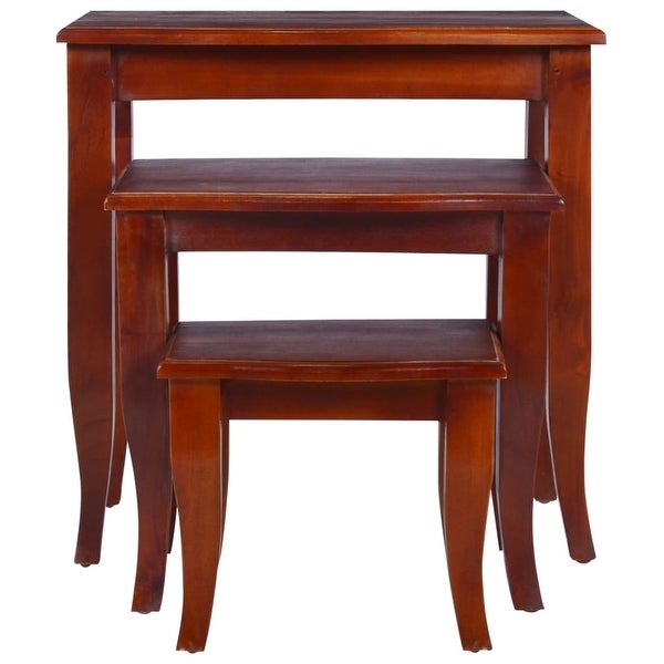 vidaXL Side Tables 3 pcs Classical Brown Solid Mahogany Wood