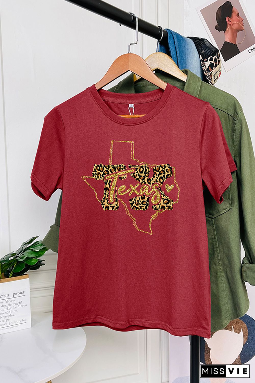 Texas Leopard Print Short Sleeve Graphic Tee Wholesale