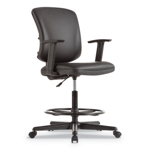 Alera Everyday Task Stool， Bonded Leather Seat/Back， Supports Up to 275 lb， 20.9 to 29.6 Seat Height， Black (TE4619)