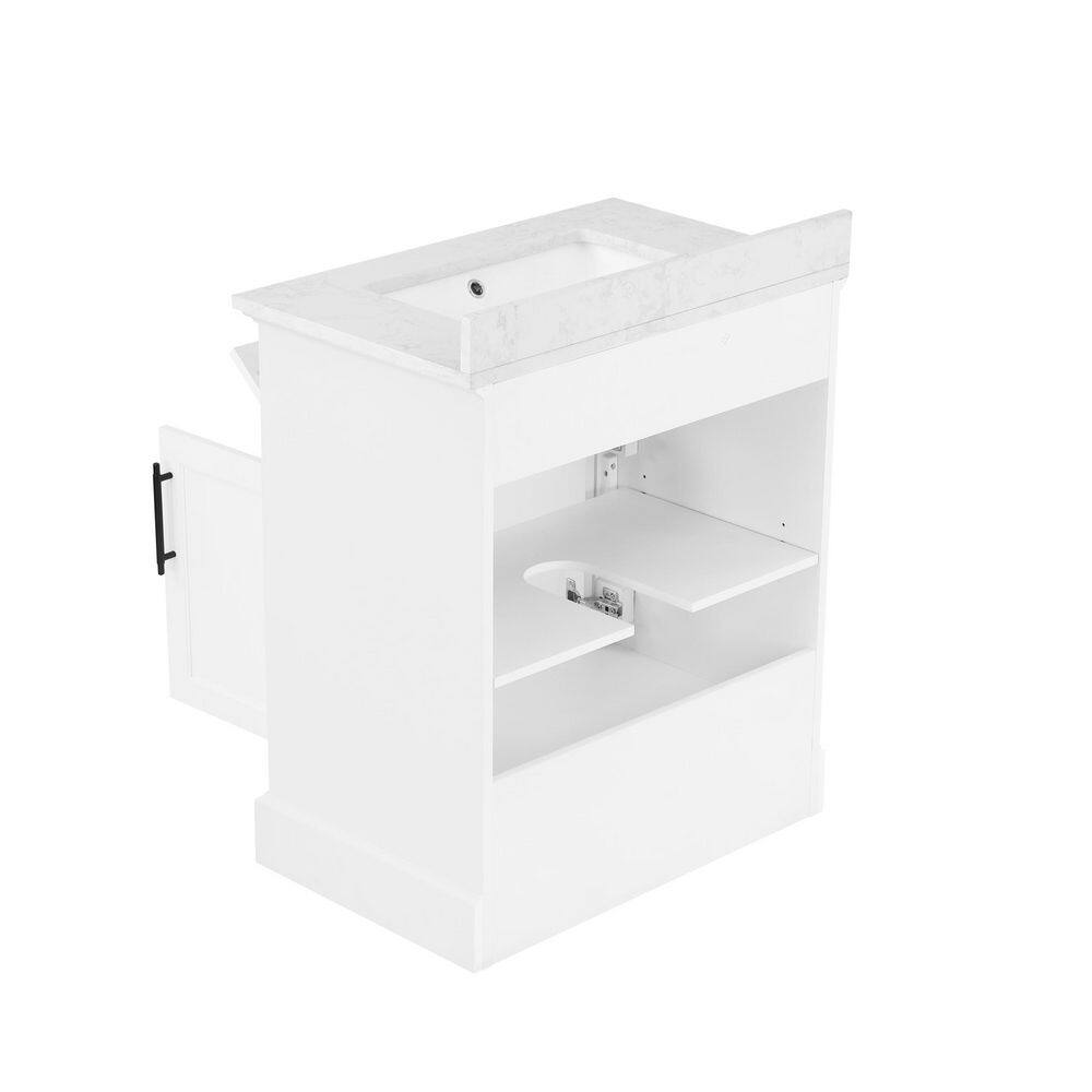 Home Decorators Collection Doveton 36 in. W x 19 in. D x 34.50 in. H Freestanding Vanity in White with White Engineered Stone Top Doveton 36W