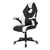 RS Gaming RGX Faux Leather High-Back Gaming Chair， Black/White， BIFMA Certified