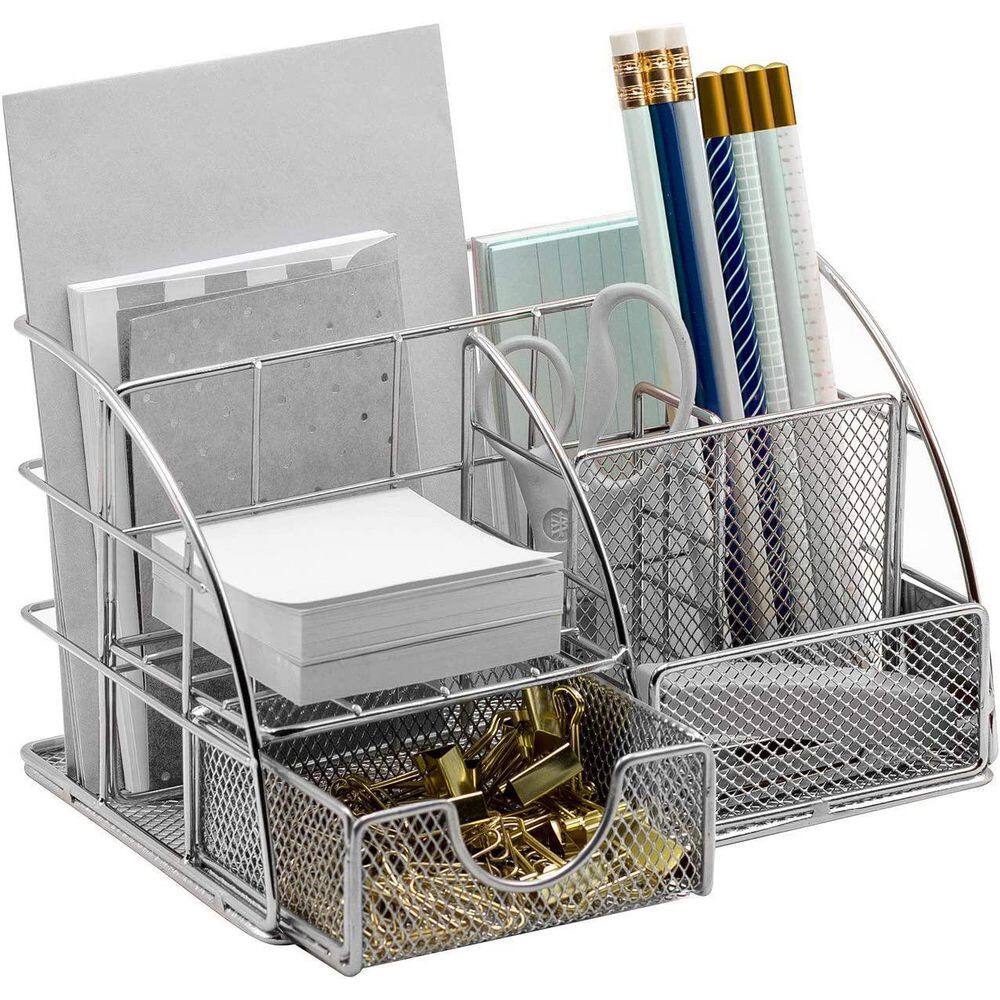 Sorbus All-in-One Stylish Mesh Desktop Organizer in Silver DSK-ORG-SIL