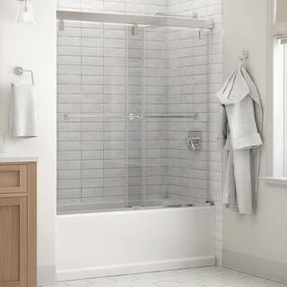 Delta Lyndall 60 x 59-14 in. Frameless Mod Soft-Close Sliding Bathtub Door in Chrome with 14 in. (6mm) Clear Glass SD3442321