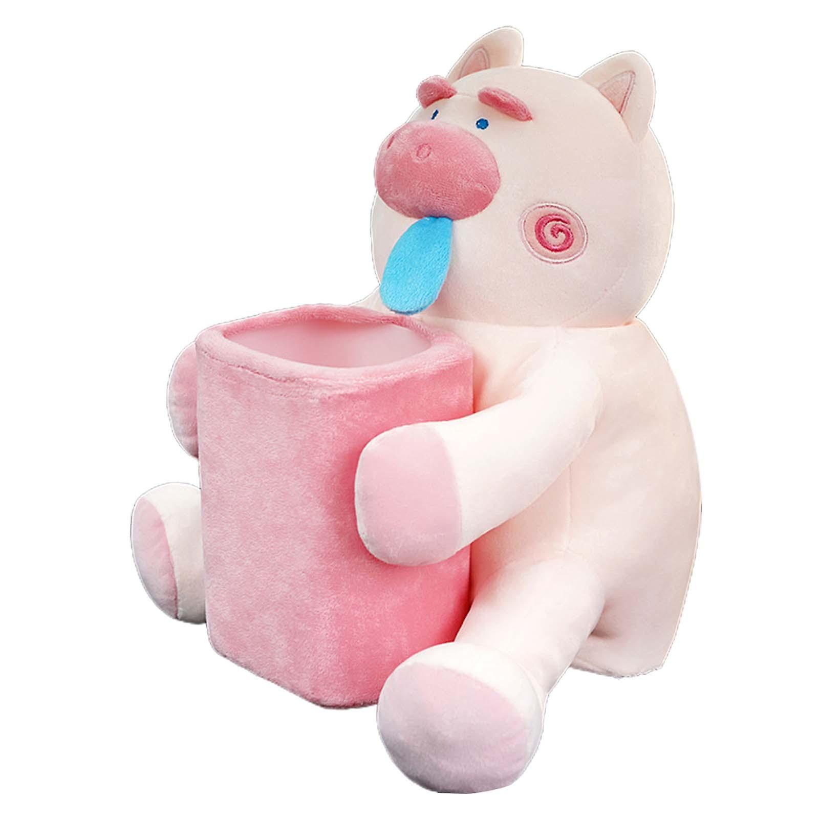 Soft Plush Car Tissue Case Trash Can For Living Room Vehicle Decoration Pig