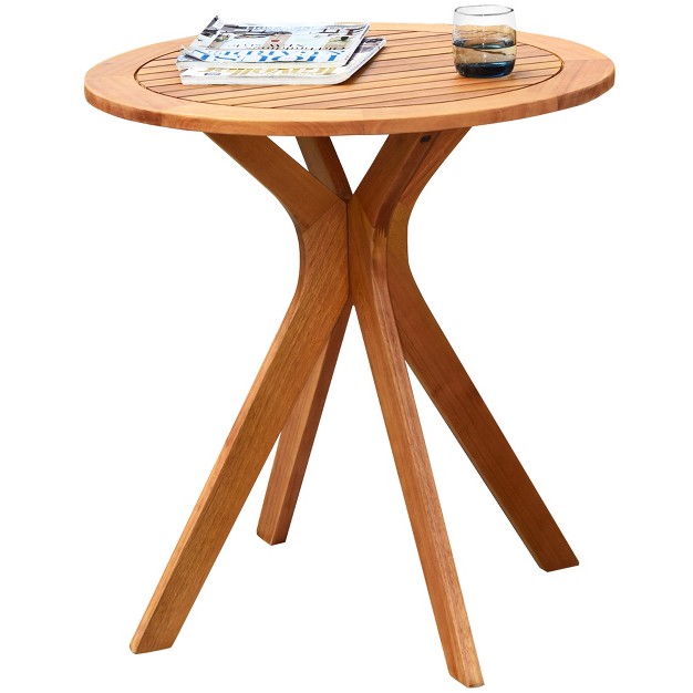 Costway 27 x27 x27 Outdoor Round Table Solid Wood Coffee Side Bistro Table