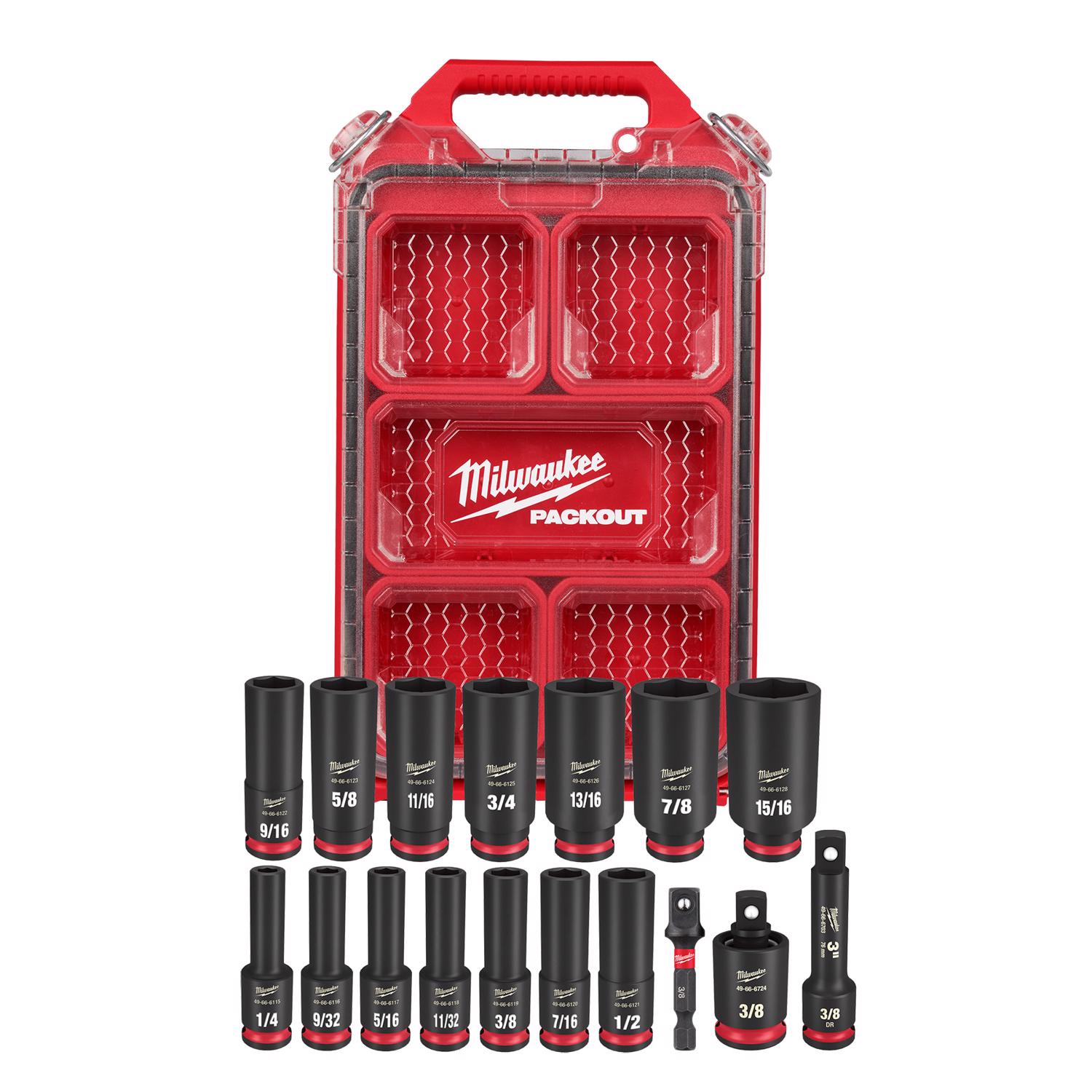 MW Shockwave 3/8 in. drive Metric 6 Point Impact Socket Set 19 pc