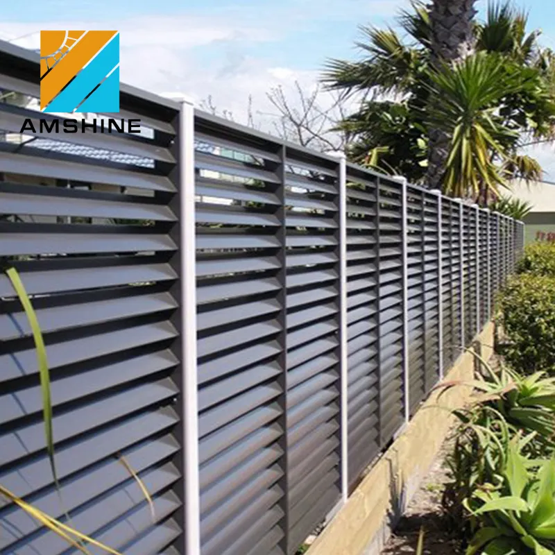 Factory Supply Modern Design Horizontal Louver Panel Powder Coating Dark Grey Aluminum Slat Fence