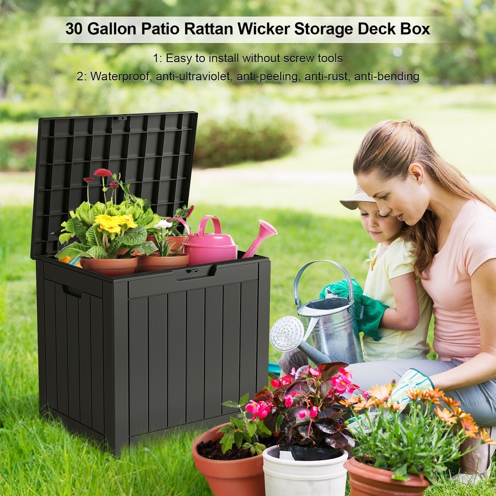 30 Gallon Waterproof Resin Deck Box Outdoor Storage for Patio Furniture