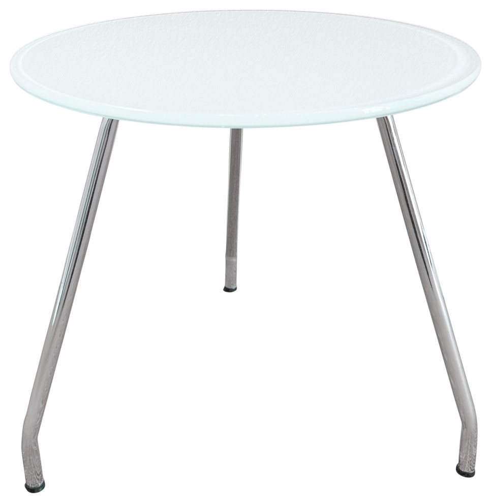 Alvin 20 quotSide Table in White with Chrome Steel Base   Contemporary   Side Tables And End Tables   by Euro Style  Houzz