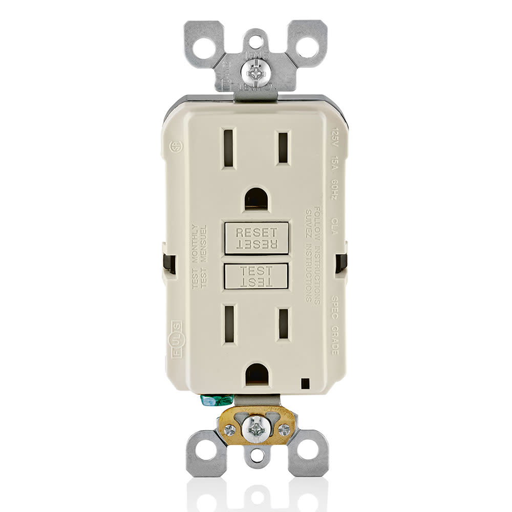 Leviton SmartlockPro GFCI Outlet 15A 125V Light Almond NEMA 5-15R ;